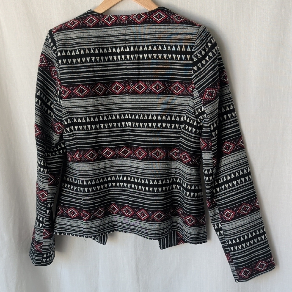 Aztec Black And White Blazer With Red Accents - image 4